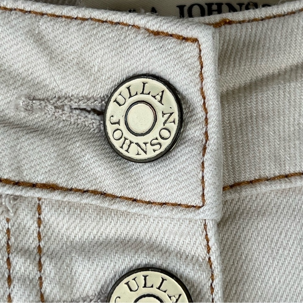 ULLA JOHNSON Women's Brodie Jeans Tapered Ankle Ivory Size 10 High Rise - Picture 9 of 16